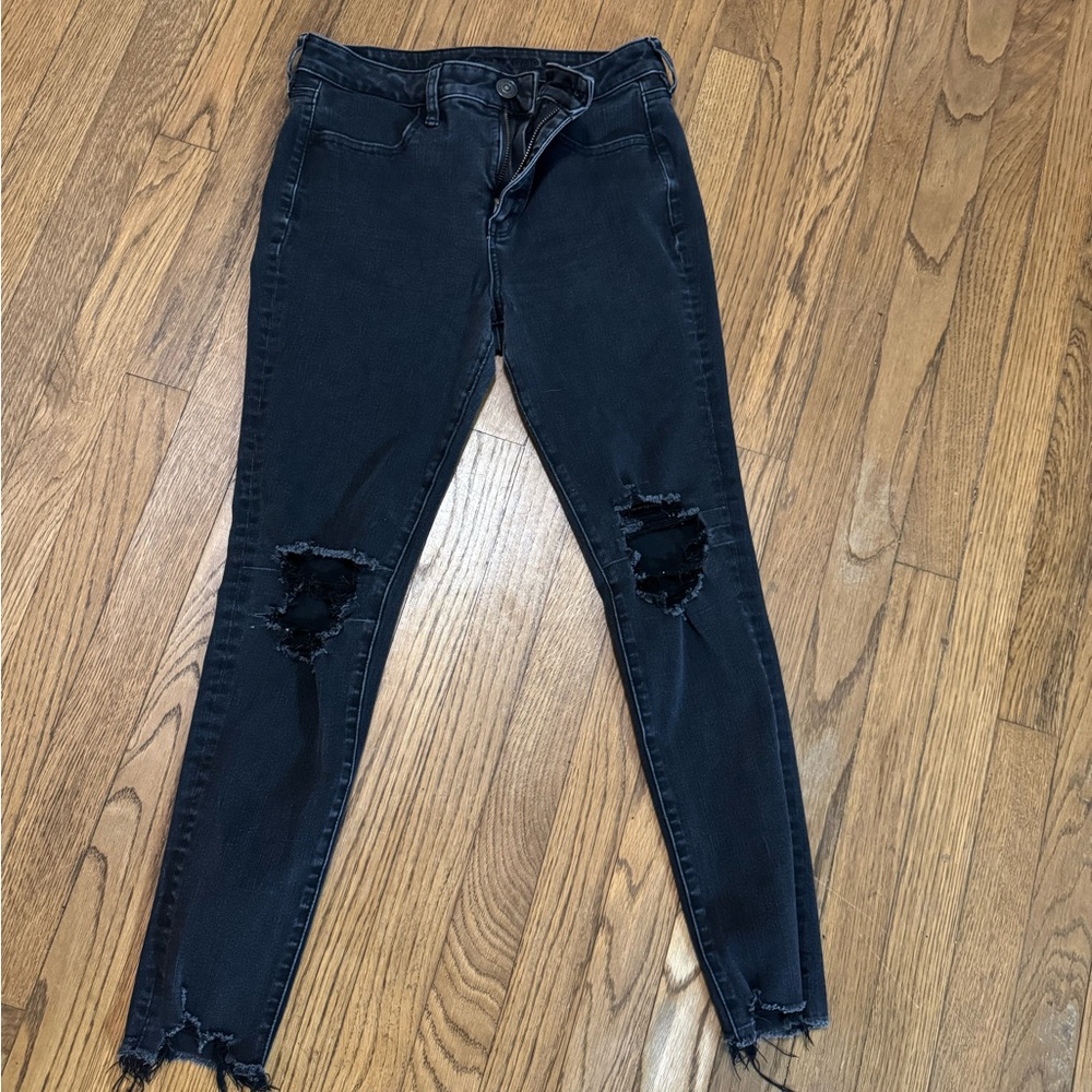 American Eagle Outfitters Black Ripped Skinny Jeans